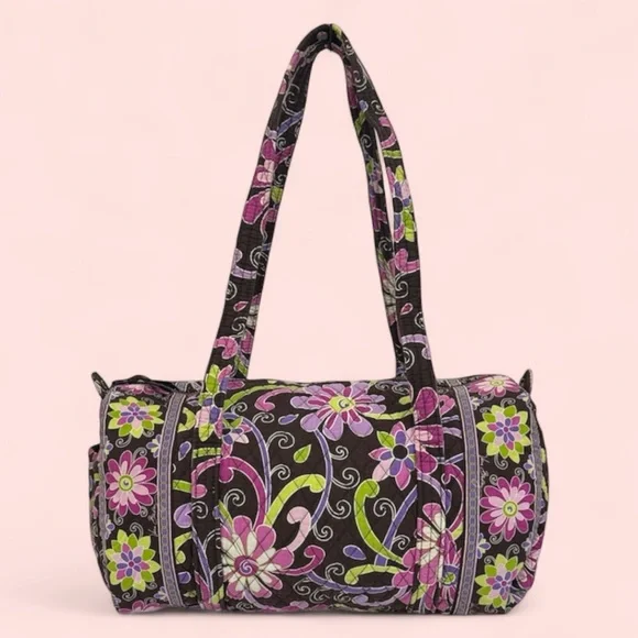 Vera Bradley Purple Punch Retired Brown Pink Green Travel Shoulder Duffle Bag - Picture 3 of 13
